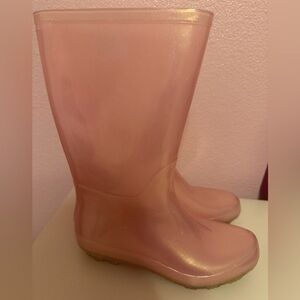 Cat & Jack Pink Girls Glitter Pink Rain Boots Size 4